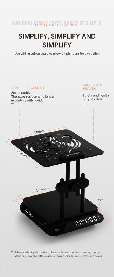 MHW-3BOMBER Adjustable Height Coffee Weighing Rack with Silicone Non-slip Base Electronic Scale Stand Waterproof Barista Tools