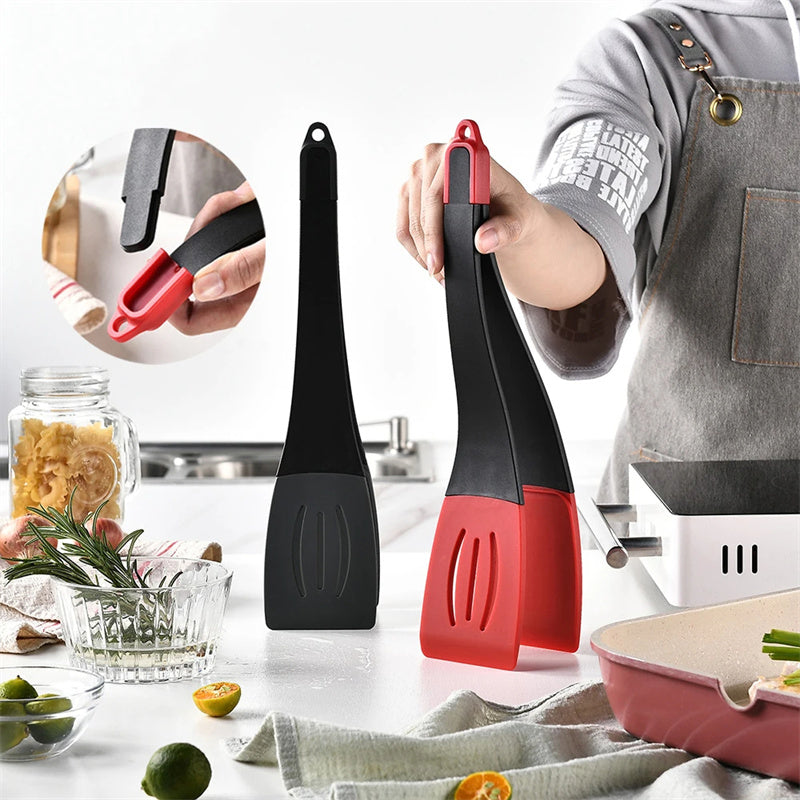 3 In 1 Frying Spatula Clip Silicone Food Clip Frying Steak Pancakes Shovel Slotted Turners