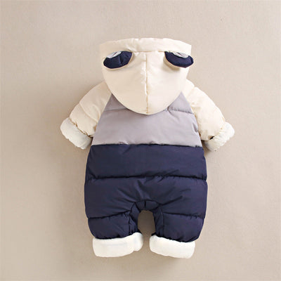 Baby down cotton jacket jumpsuit, autumn and winter clothes, khai clothes for men and women, baby clothes for going out, thick hugging clothes, winter climbing clothes