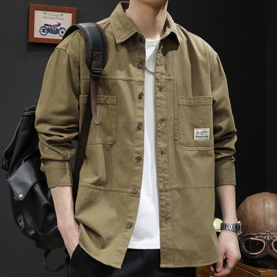 Workwear shirt long sleeved men's shirt casual jacket men